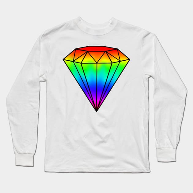 Jewel Rainbow Ombre Gradient Gem Long Sleeve T-Shirt by Art by Deborah Camp